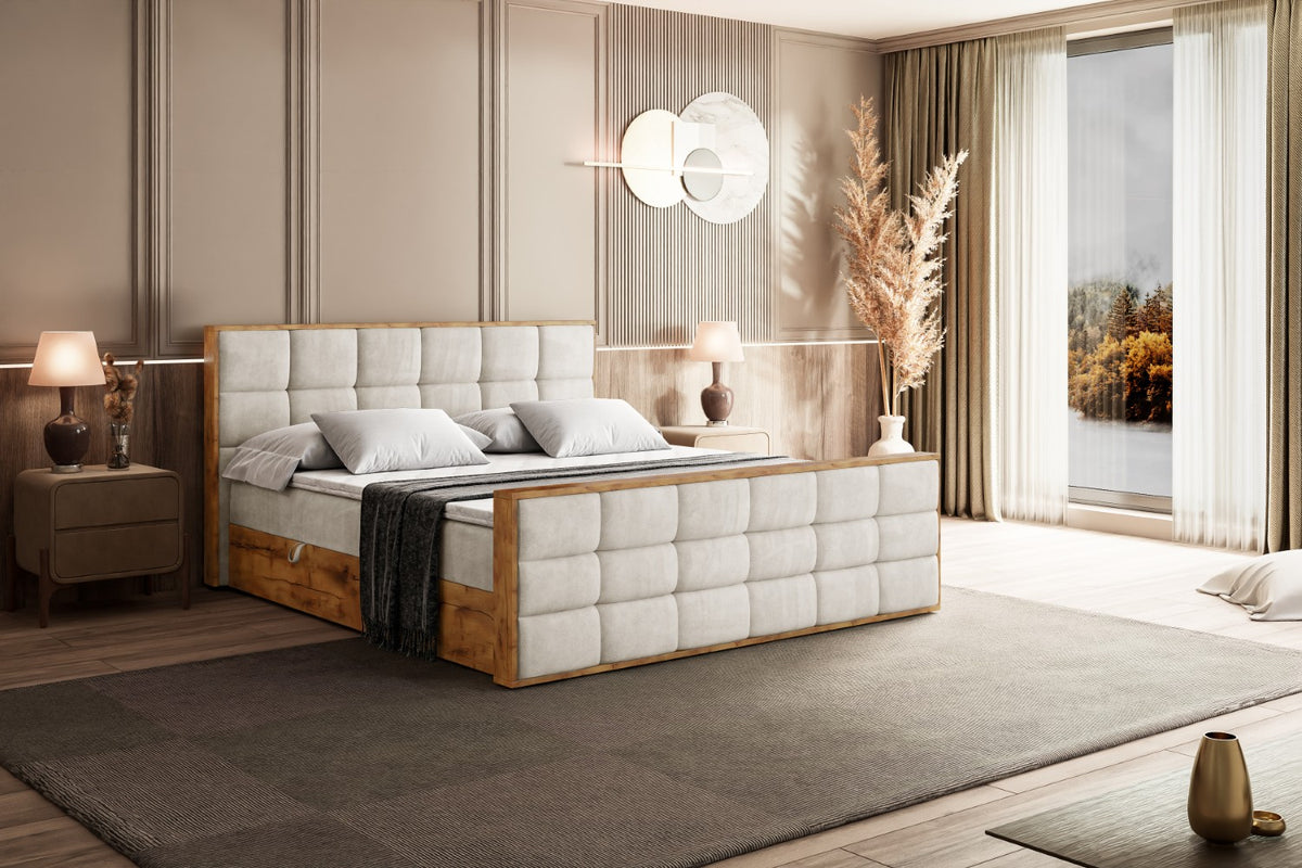 Łóżko boxspring LOLLI2-Z welur