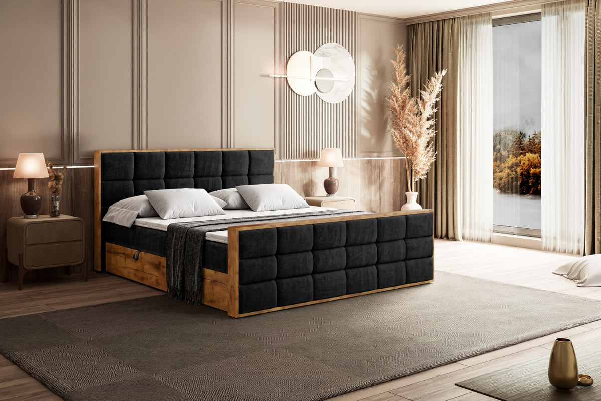 Łóżko boxspring LOLLI2-Z welur