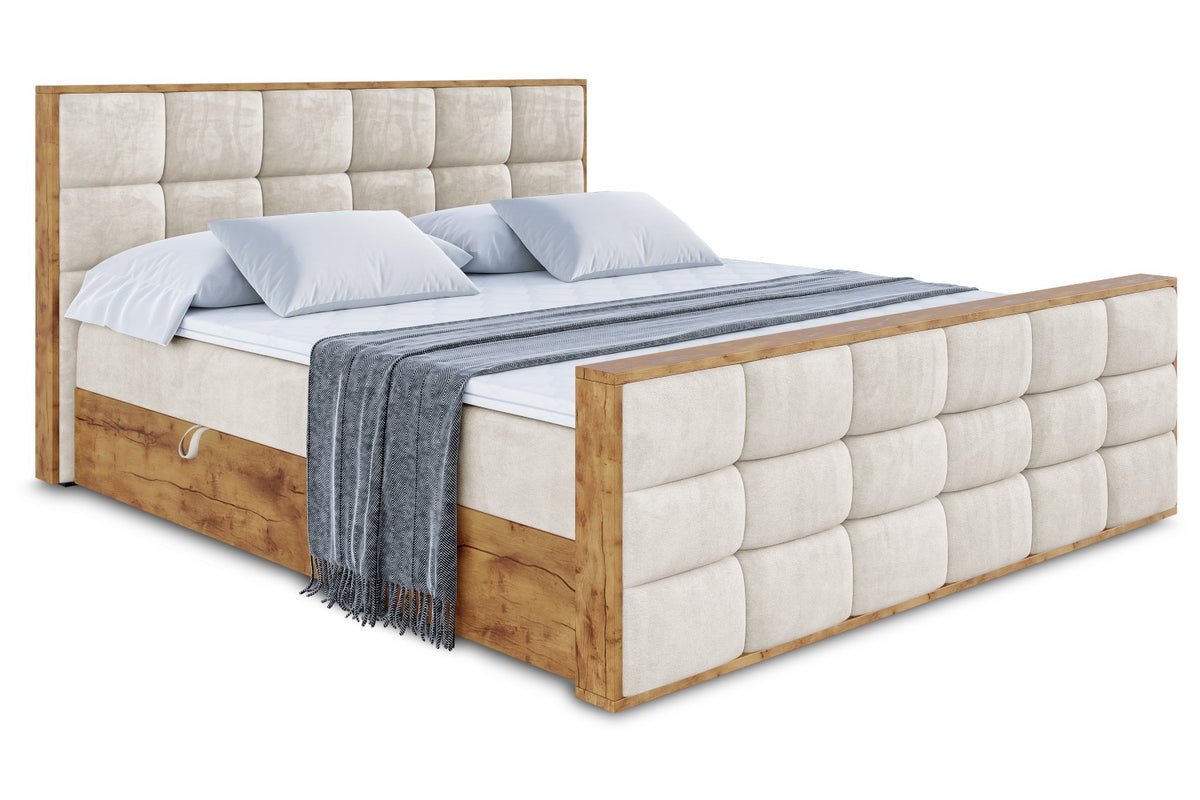 Łóżko boxspring LOLLI2-Z welur, Beżowy - Casablanca 2301 / 120x200 cm / H3