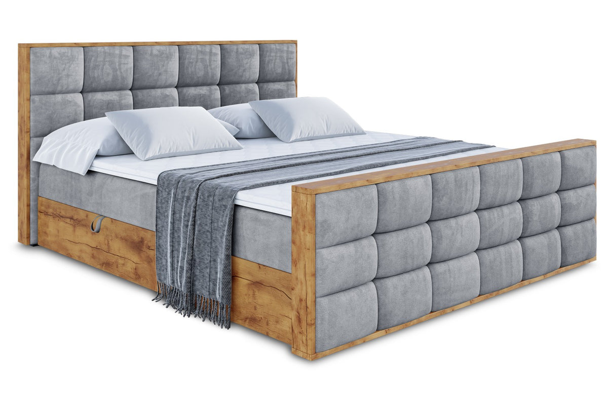 Łóżko boxspring LOLLI2-Z welur, Szary - Casablanca 2314 / 120x200 cm / H4