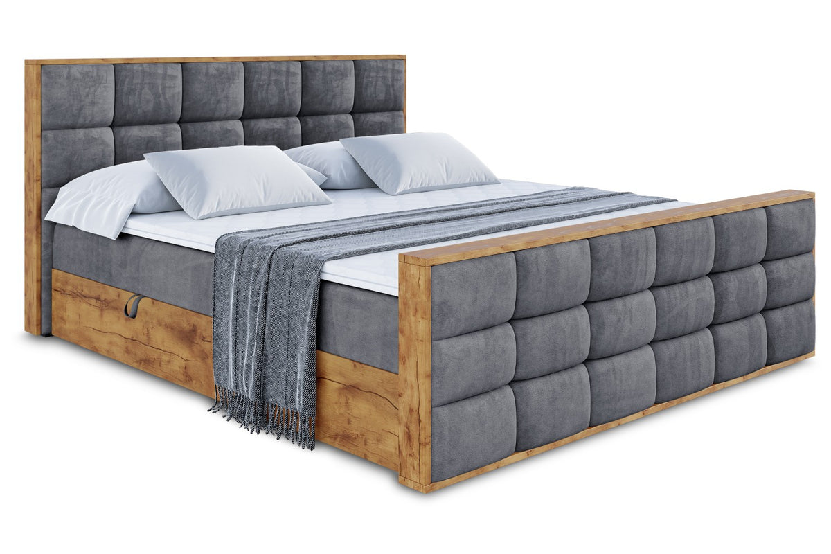 Łóżko boxspring LOLLI2-Z welur, Ciemnoszary - Casablanca 2315 / 120x200 cm / H3