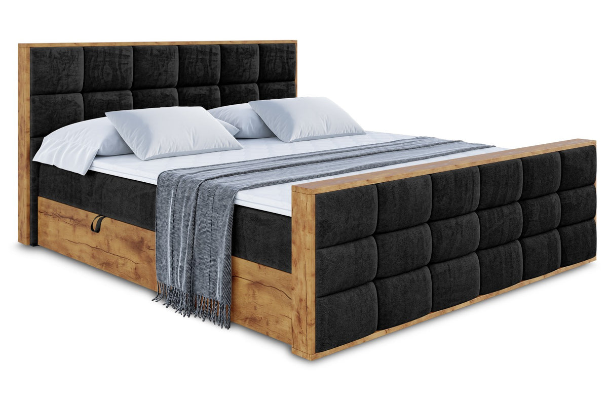 Łóżko boxspring LOLLI2-Z welur, Czarny - Casablanca 2316 / 120x200 cm / H4