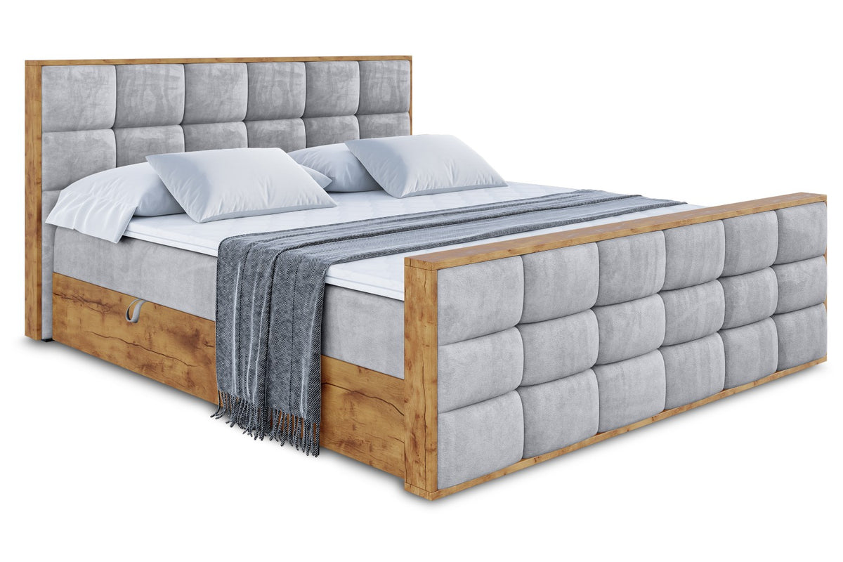Łóżko boxspring LOLLI2-Z welur, Szary - Monolith 84 / 120x200 cm / H4