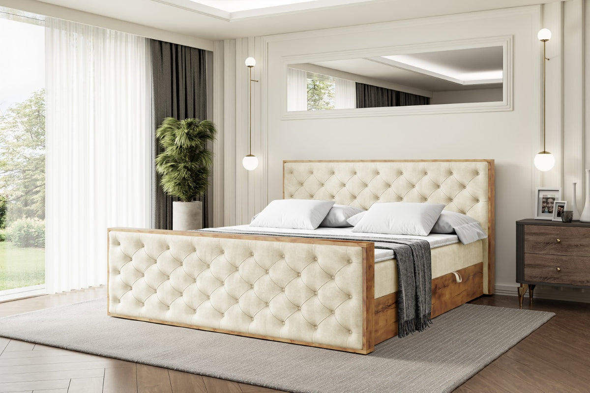 Łóżko boxspring LOLLI3-Z welur