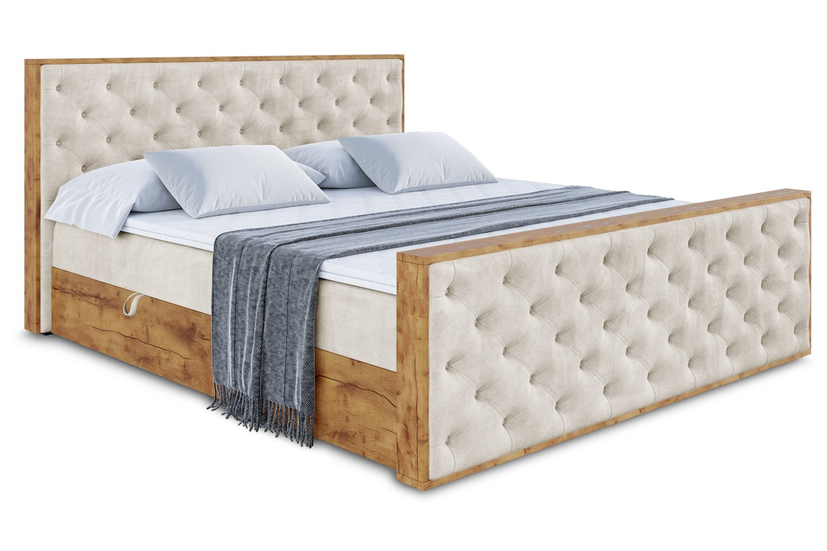 Łóżko boxspring LOLLI3-Z welur, Beżowy - Casablanca 2301 / 120x200 cm / H3