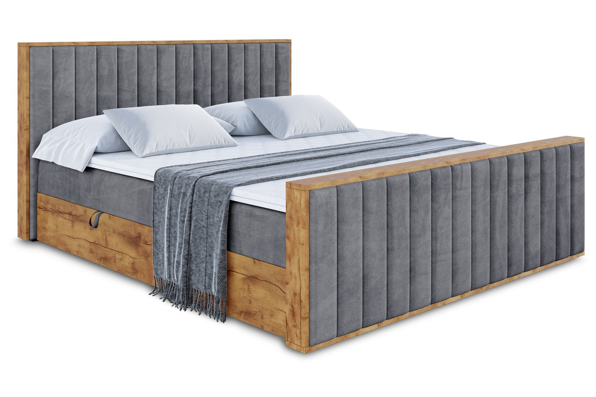 Łóżko boxspring LOLLI4-Z welur, Ciemnoszary - Casablanca 2315 / 120x200 cm / H4
