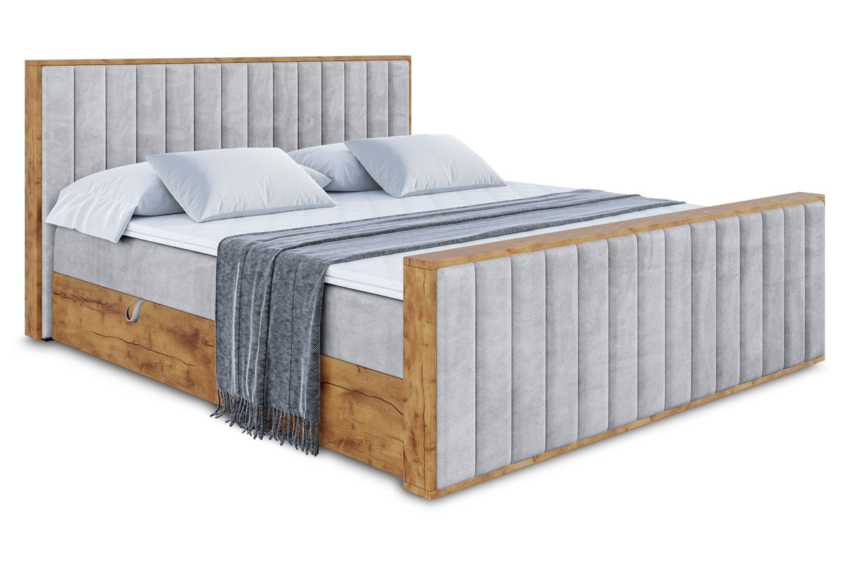 Łóżko boxspring LOLLI4-Z welur, Szary - Monolith 84 / 120x200 cm / H3