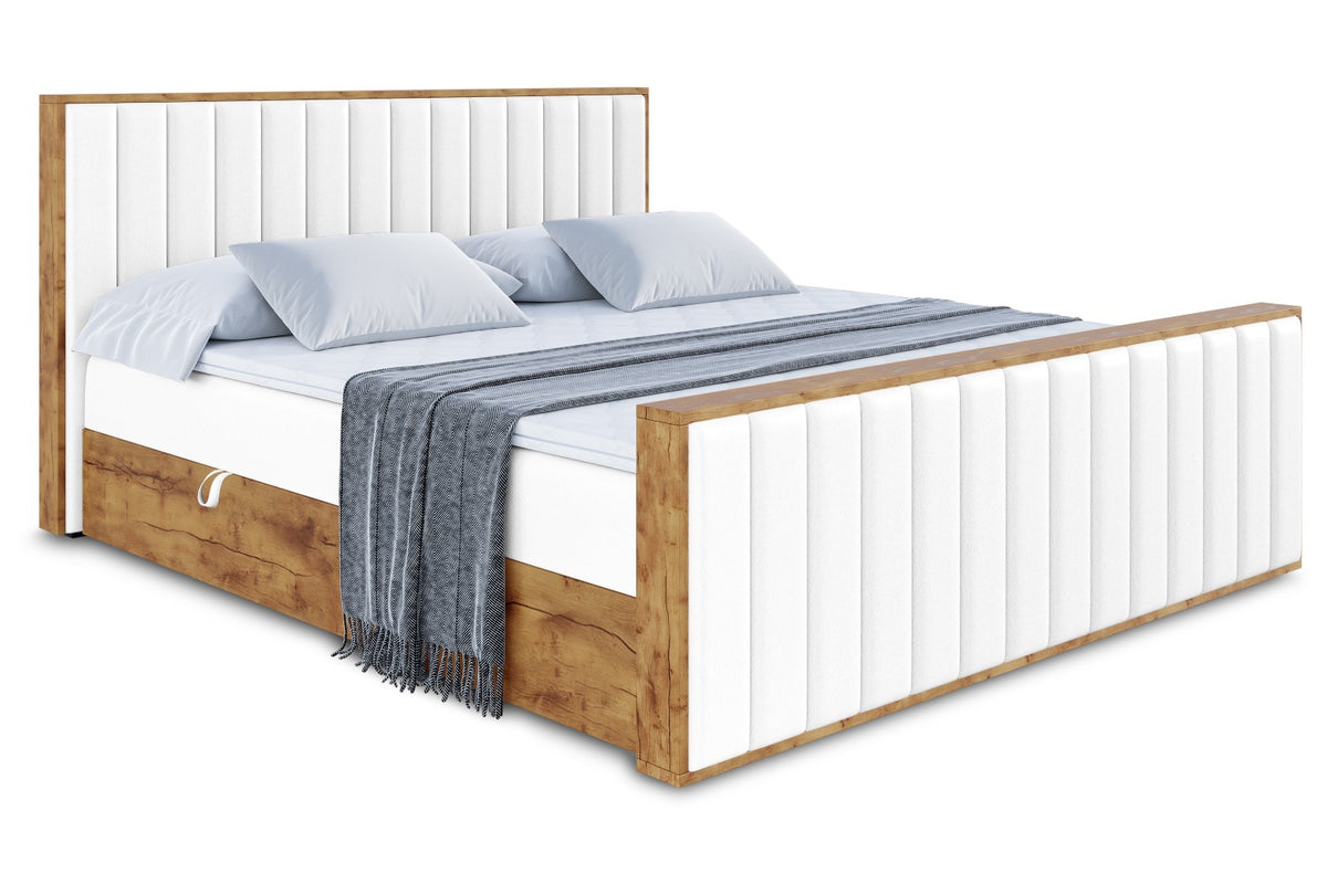 Łóżko boxspring LOLLI4-Z ekoskóra, Biały - Soft 17 / 120x200 cm / H4