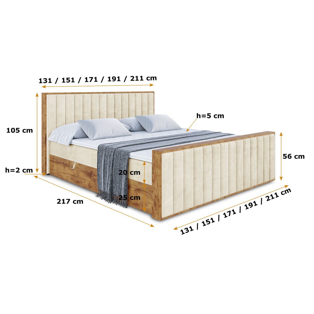 Łóżko boxspring LOLLI4-Z welur