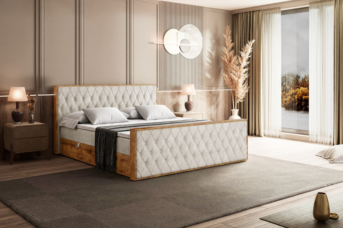 Łóżko boxspring LOLLI5-Z welur