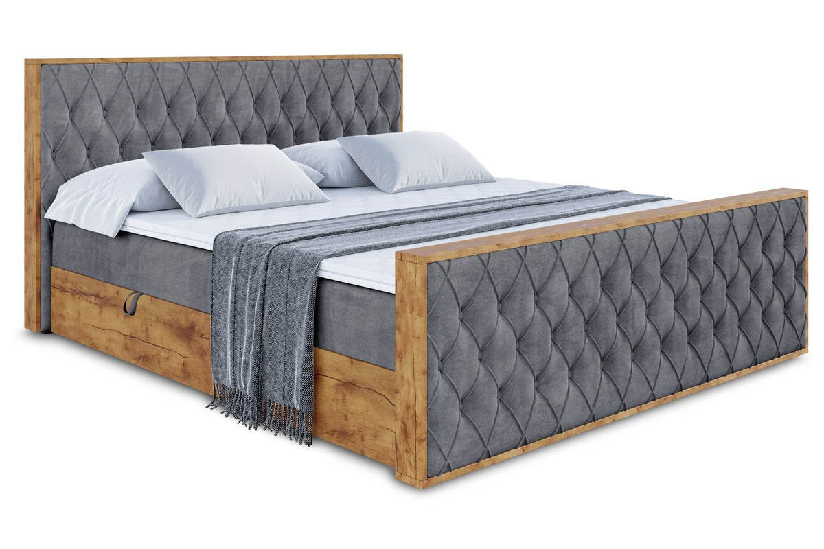 Łóżko boxspring LOLLI5-Z welur, Ciemnoszary - Casablanca 2315 / 120x200 cm / H3