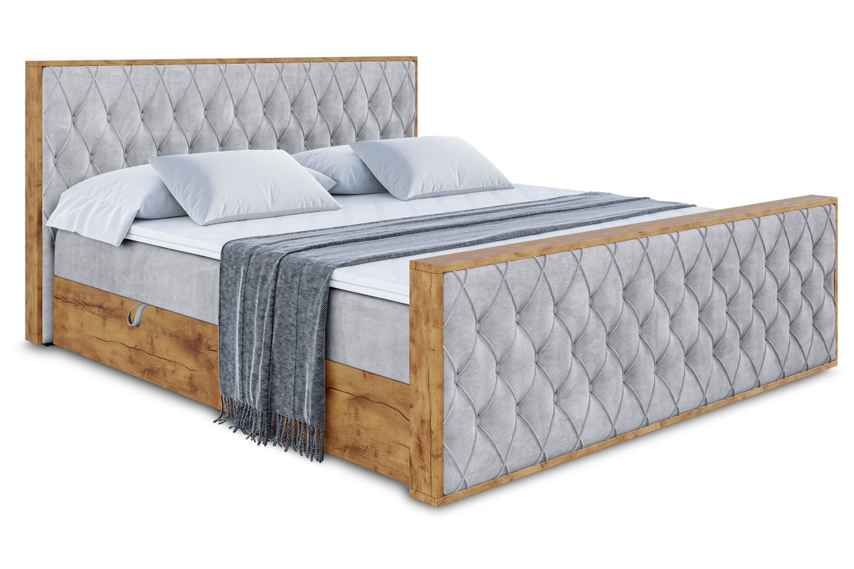 Łóżko boxspring LOLLI5-Z welur, Szary - Monolith 84 / 120x200 cm / H4