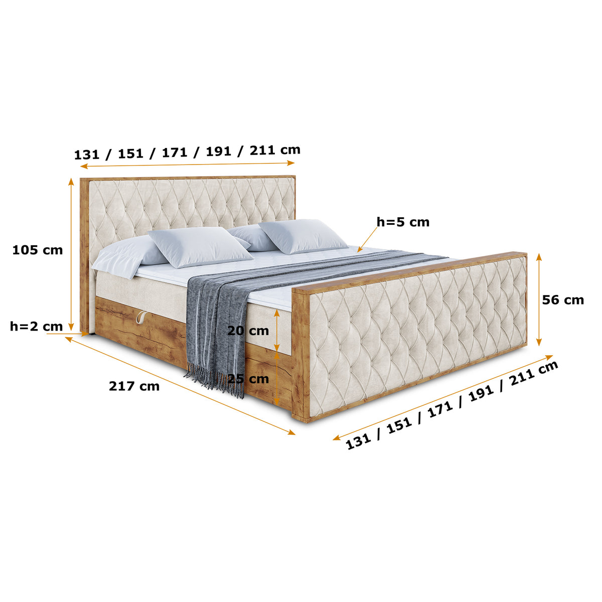 Łóżko boxspring LOLLI5-Z welur