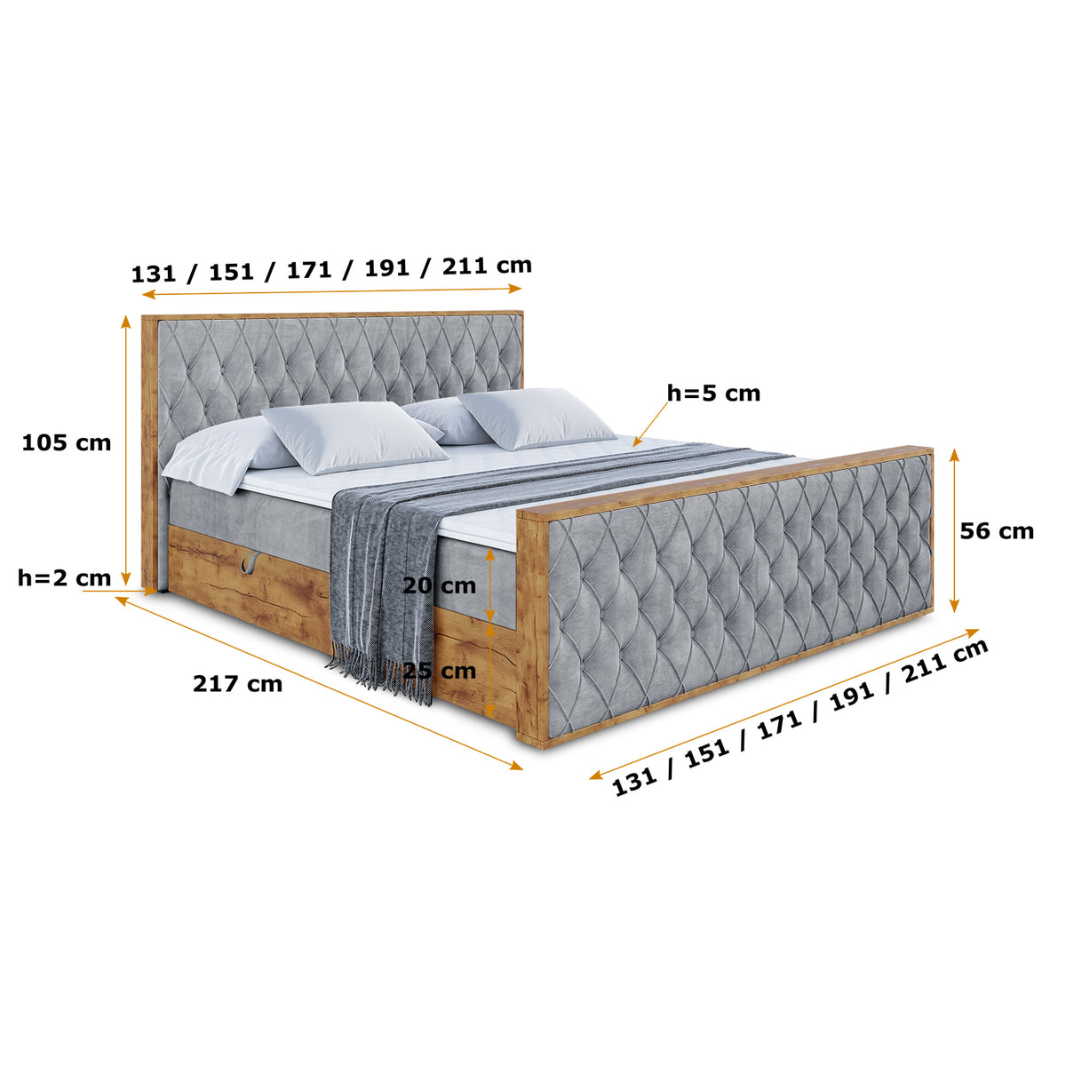 Łóżko boxspring LOLLI5-Z welur