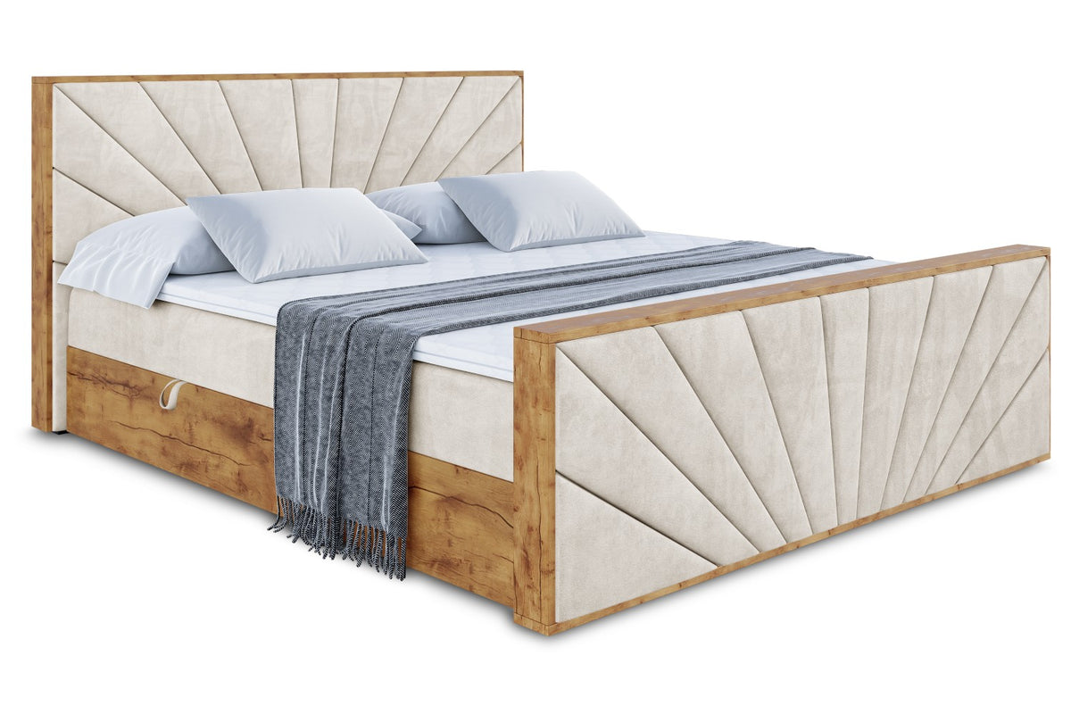 Łóżko boxspring LOLLI6-Z welur, Beżowy - Casablanca 2301 / 120x200 cm / H3