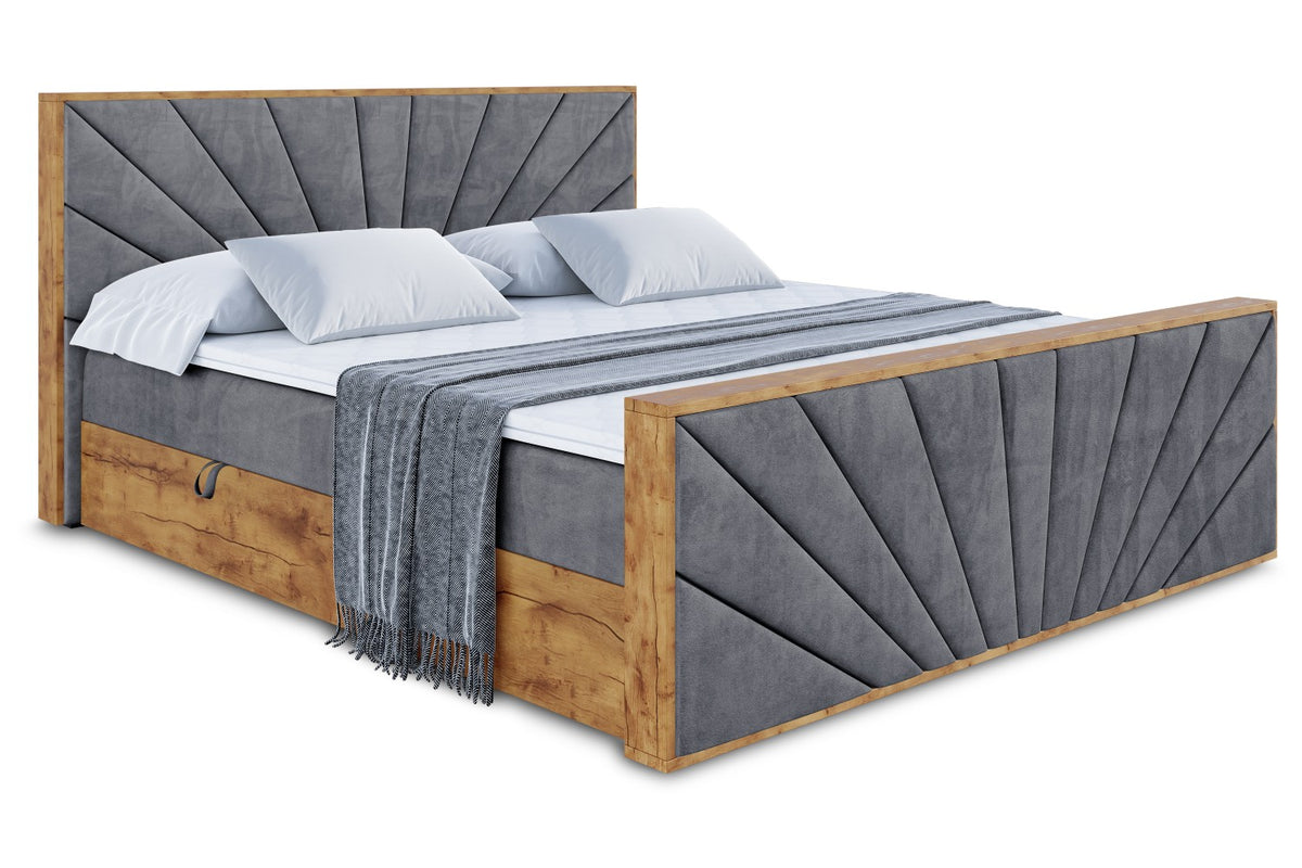 Łóżko boxspring LOLLI6-Z welur, Ciemnoszary - Casablanca 2315 / 120x200 cm / H4