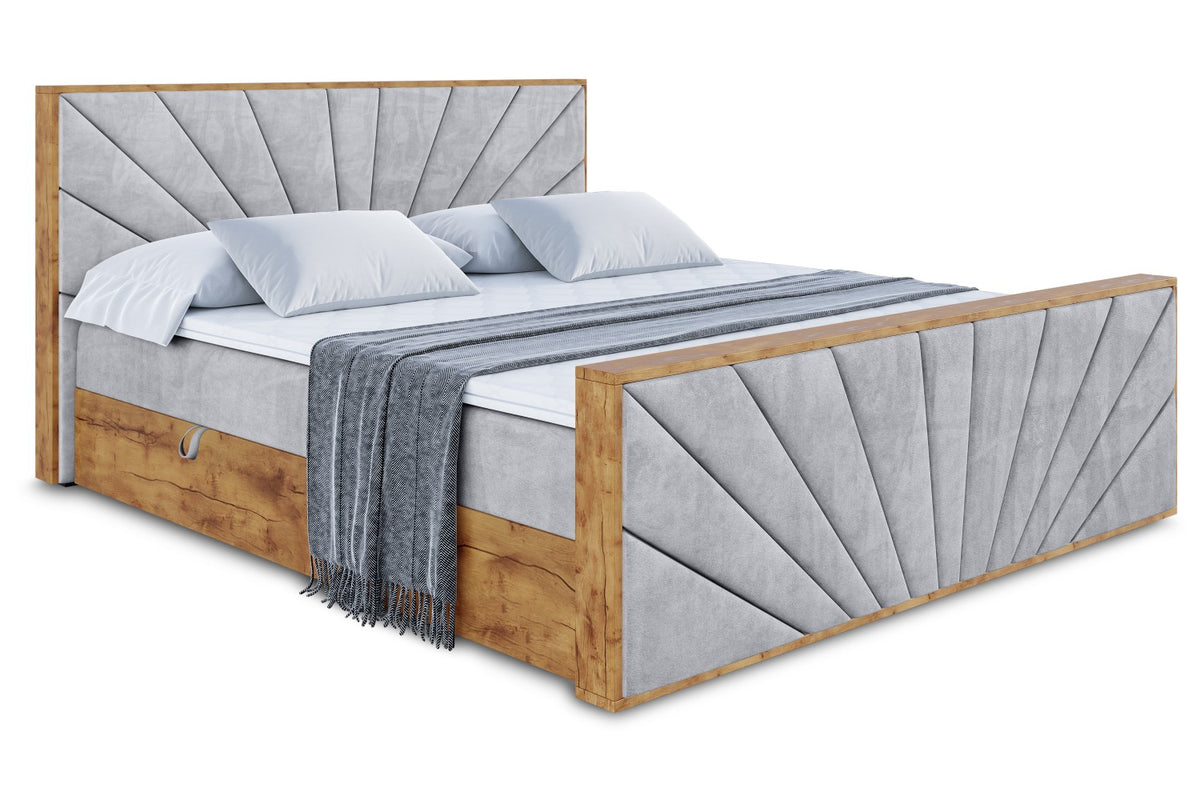 Łóżko boxspring LOLLI6-Z welur, Szary - Monolith 84 / 120x200 cm / H4