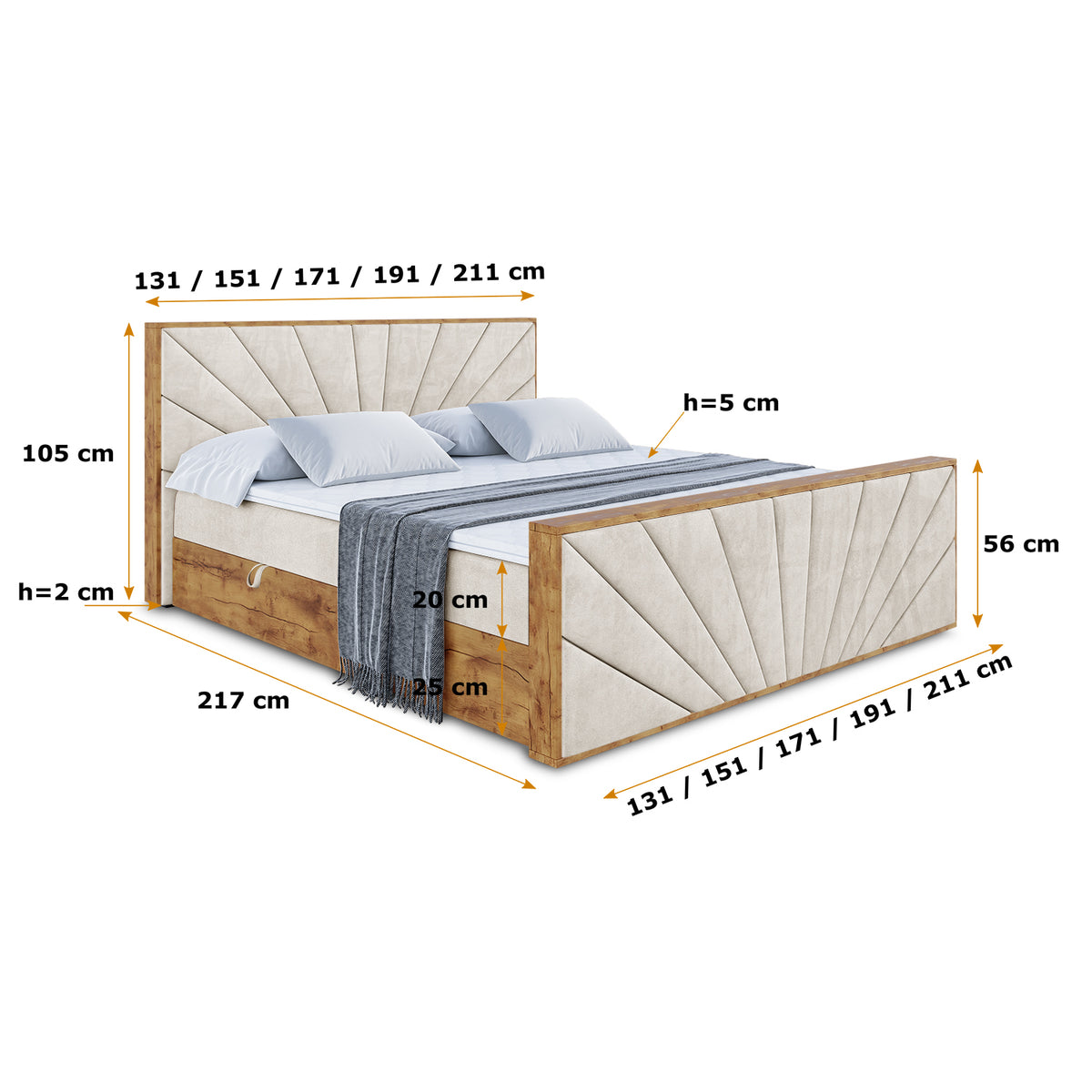 Łóżko boxspring LOLLI6-Z welur