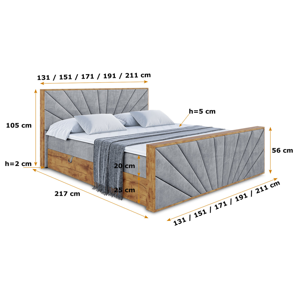 Łóżko boxspring LOLLI6-Z welur