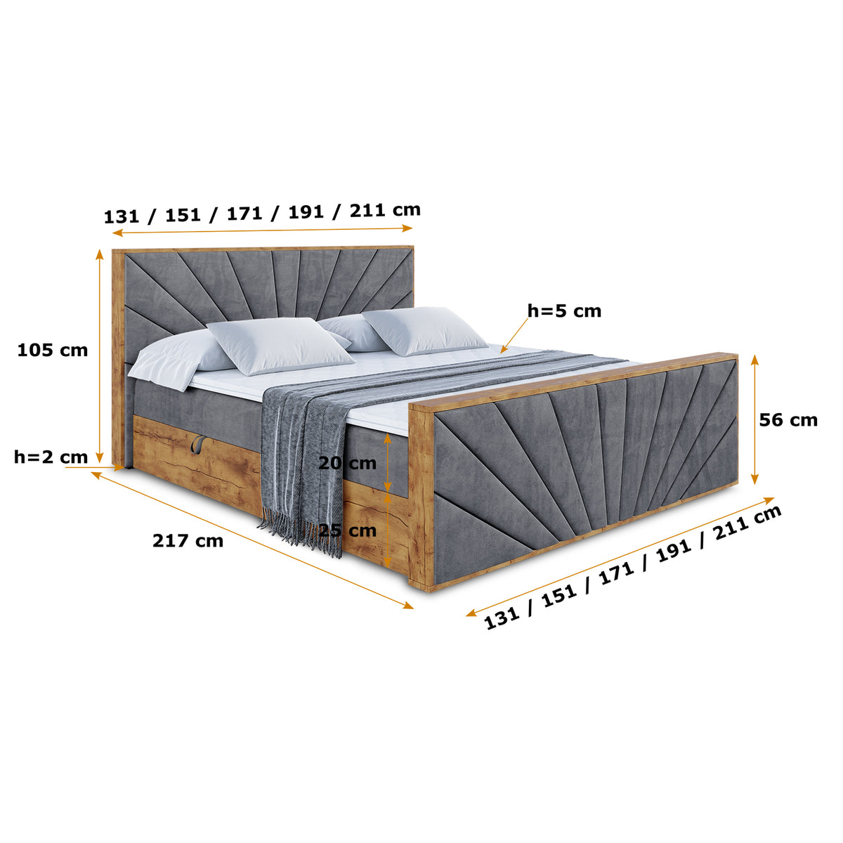 Łóżko boxspring LOLLI6-Z welur