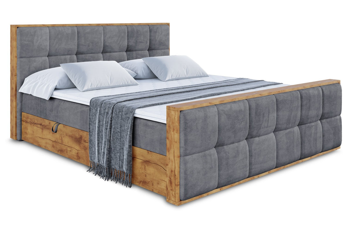 Łóżko boxspring LOLLI7-Z welur, Ciemnoszary - Casablanca 2315 / 120x200 cm / H4