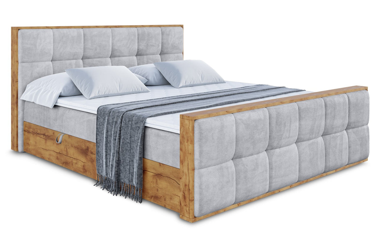 Łóżko boxspring LOLLI7-Z welur, Szary - Monolith 84 / 120x200 cm / H3