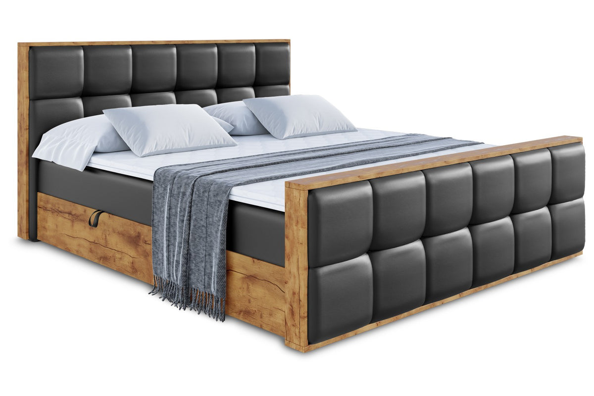 Łóżko boxspring LOLLI7-Z ekoskóra, Czarny - Soft 11 / 120x200 cm / H3