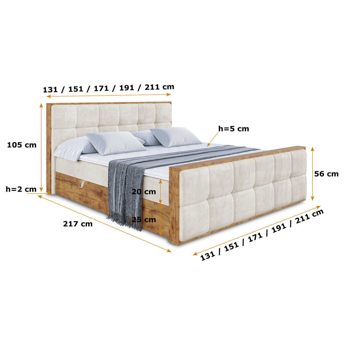 Łóżko boxspring LOLLI7-Z welur