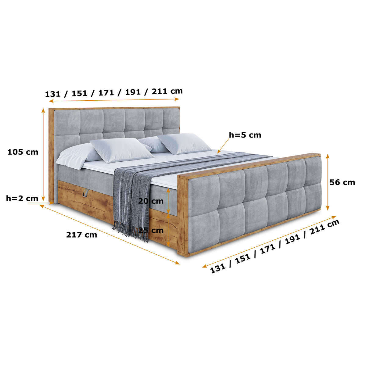 Łóżko boxspring LOLLI7-Z welur