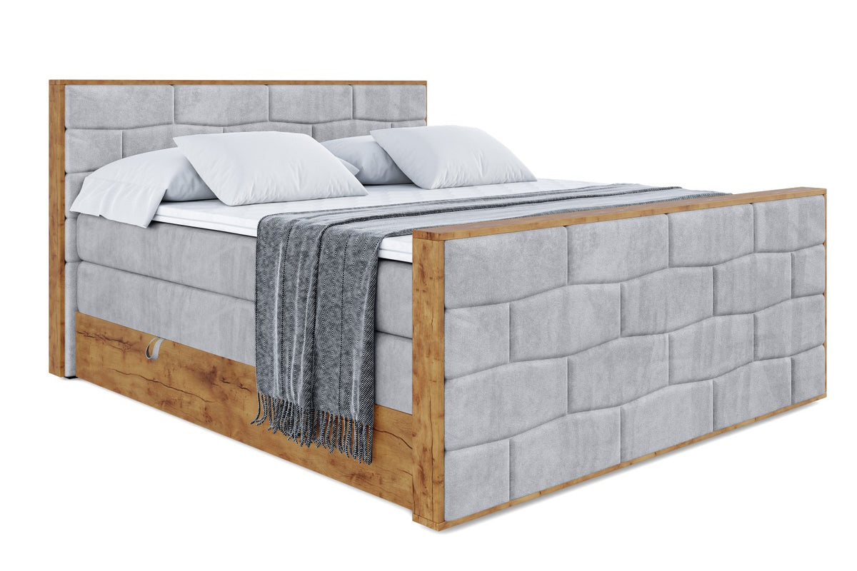 Łóżko kontynentalne LOLLI8-Z KING welur, Szary - Monolith 84 / 120x200 cm