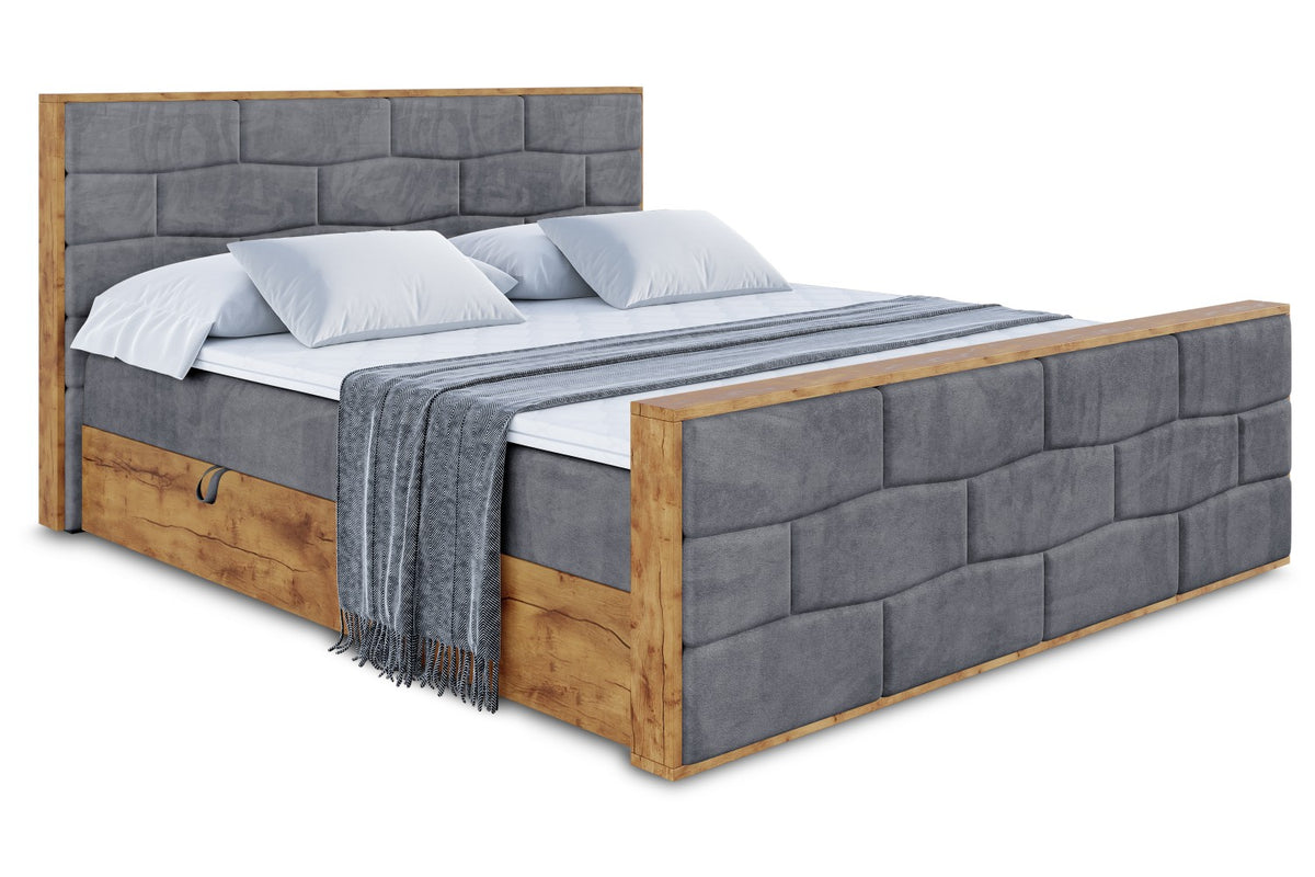 Łóżko boxspring LOLLI8-Z welur, Ciemnoszary - Casablanca 2315 / 120x200 cm / H3