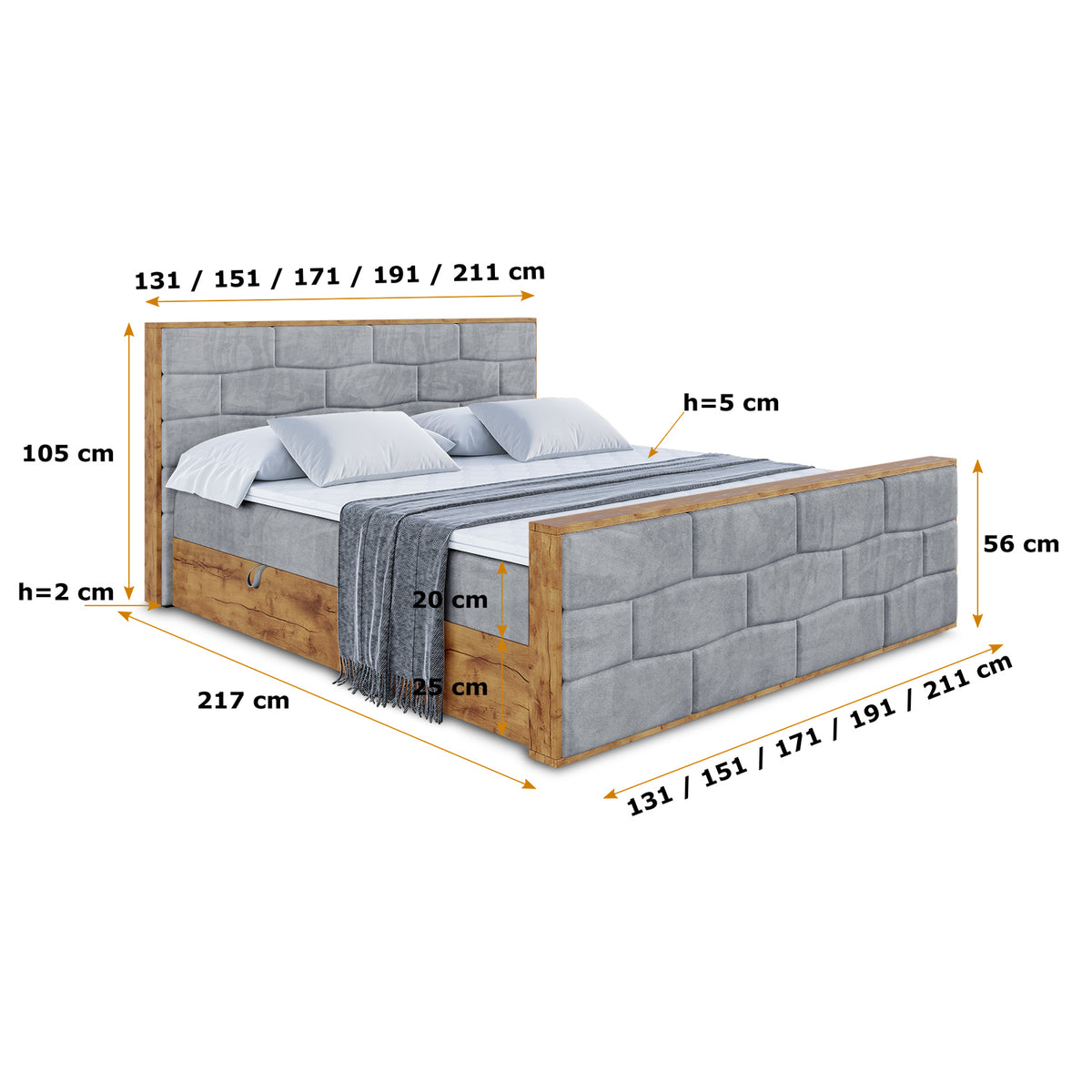 Łóżko boxspring LOLLI8-Z welur