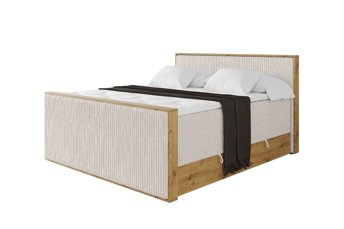 Łóżko kontynentalne LOLLI9-Z KING sztruks, Kremowy - Tilia 01 / 120x200 cm