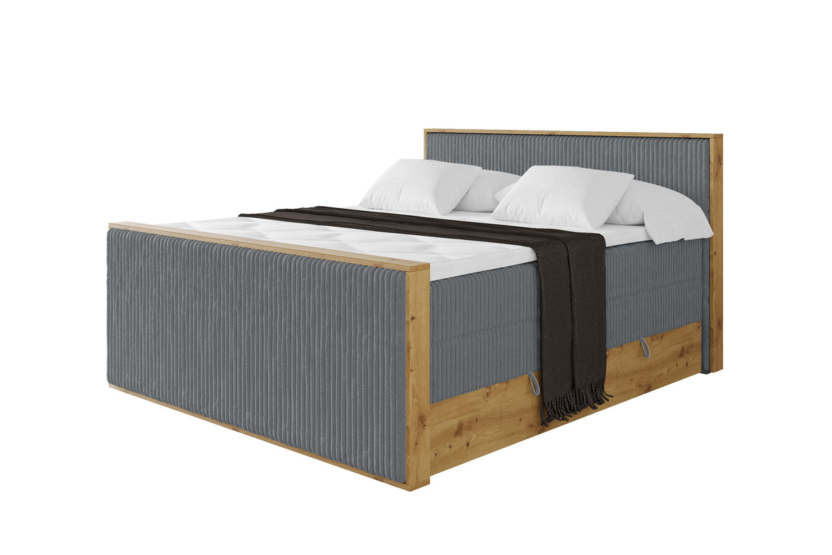 Łóżko kontynentalne LOLLI9-Z KING sztruks, Ciemnoszary - Tilia 90 / 120x200 cm