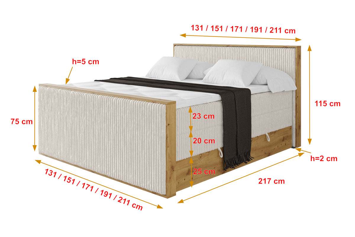 Łóżko kontynentalne LOLLI9-Z KING sztruks