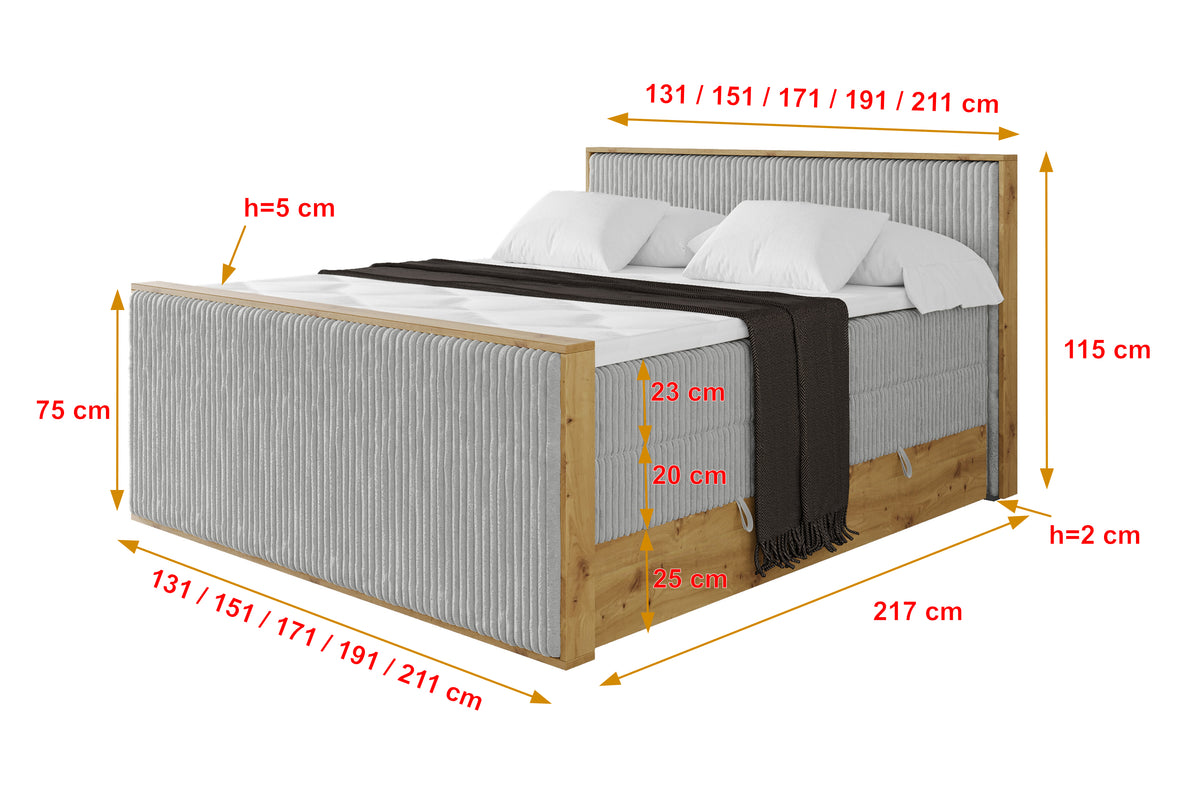 Łóżko kontynentalne LOLLI9-Z KING sztruks