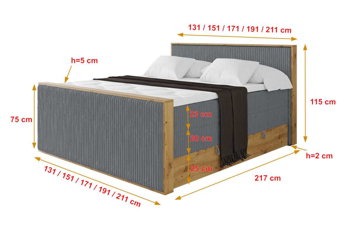Łóżko kontynentalne LOLLI9-Z KING sztruks