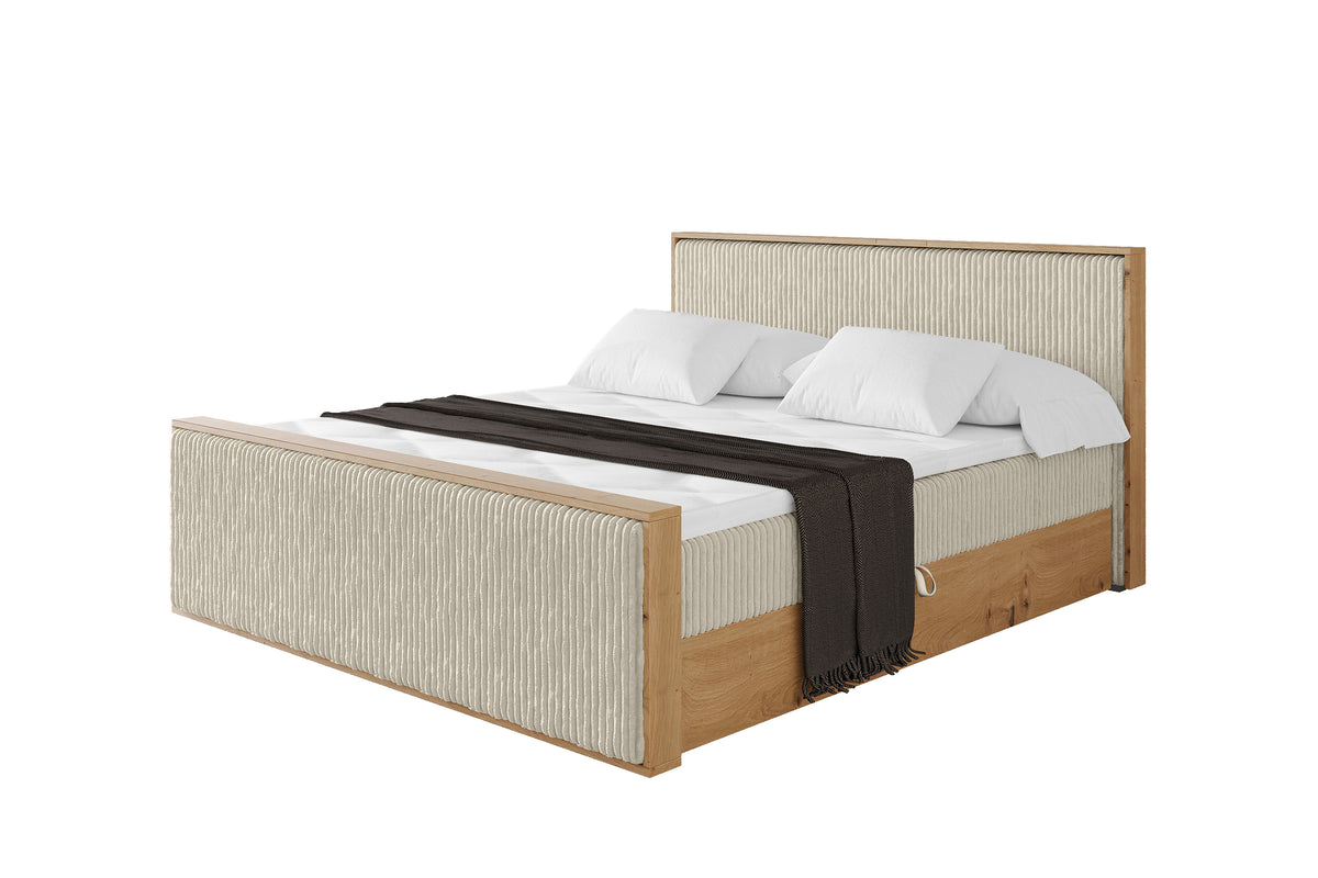 Łóżko boxspring LOLLI9-Z sztruks, Kremowy - Tilia 03 / 120x200 cm / H3
