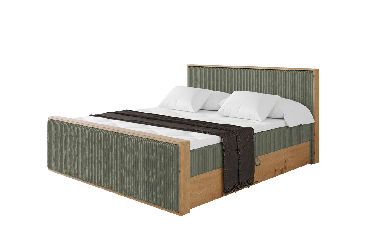 Łóżko boxspring LOLLI9-Z sztruks, Oliwkowy - Tilia 37 / 120x200 cm / H3