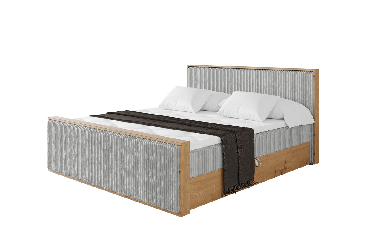 Łóżko boxspring LOLLI9-Z sztruks, Szary - Tilia 86 / 120x200 cm / H4