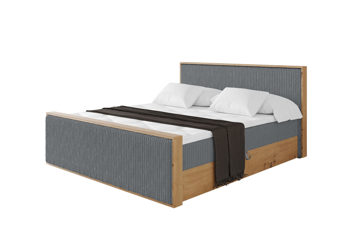 Łóżko boxspring LOLLI9-Z sztruks, Ciemnoszary - Tilia 90 / 120x200 cm / H3