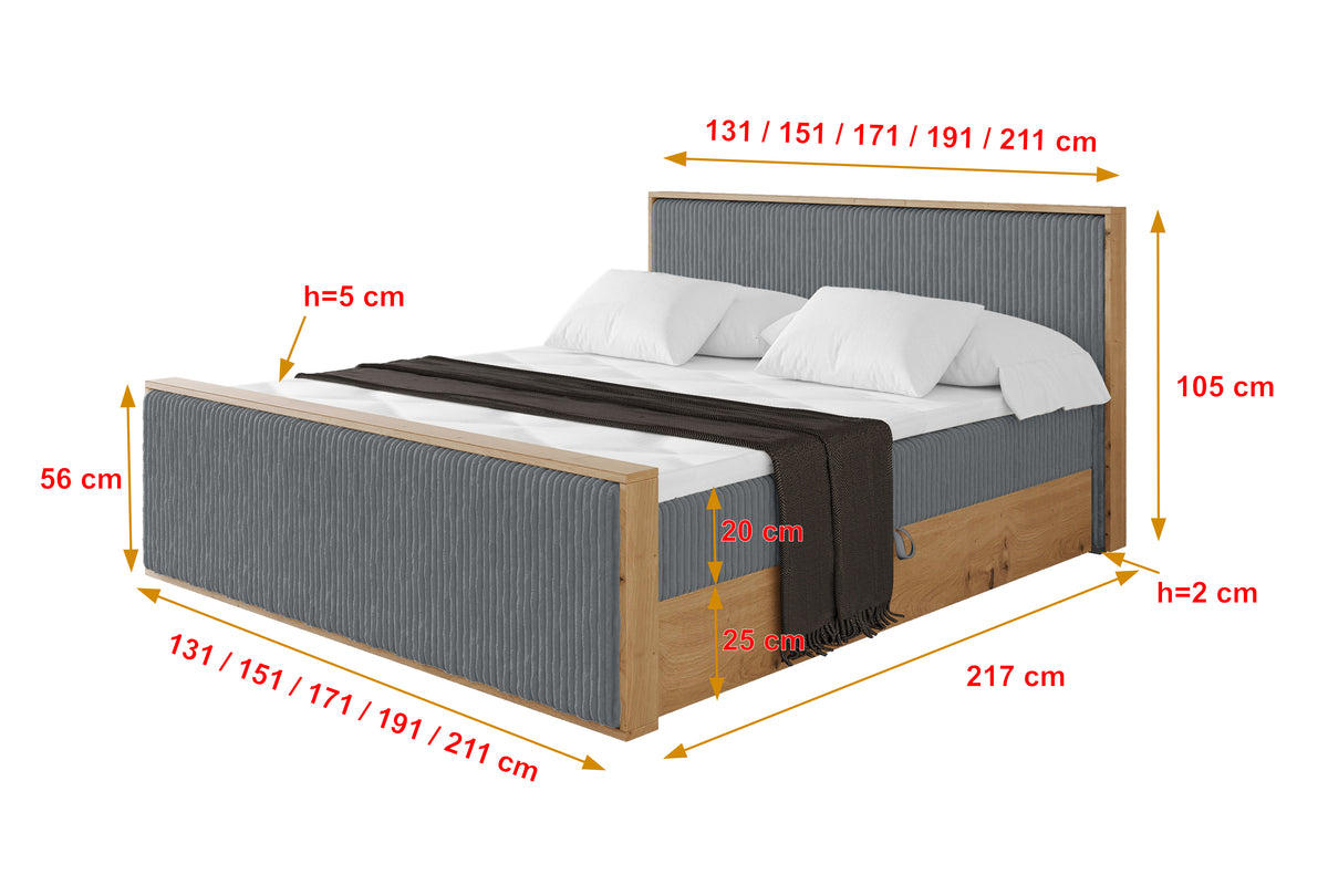 Łóżko boxspring LOLLI9-Z sztruks