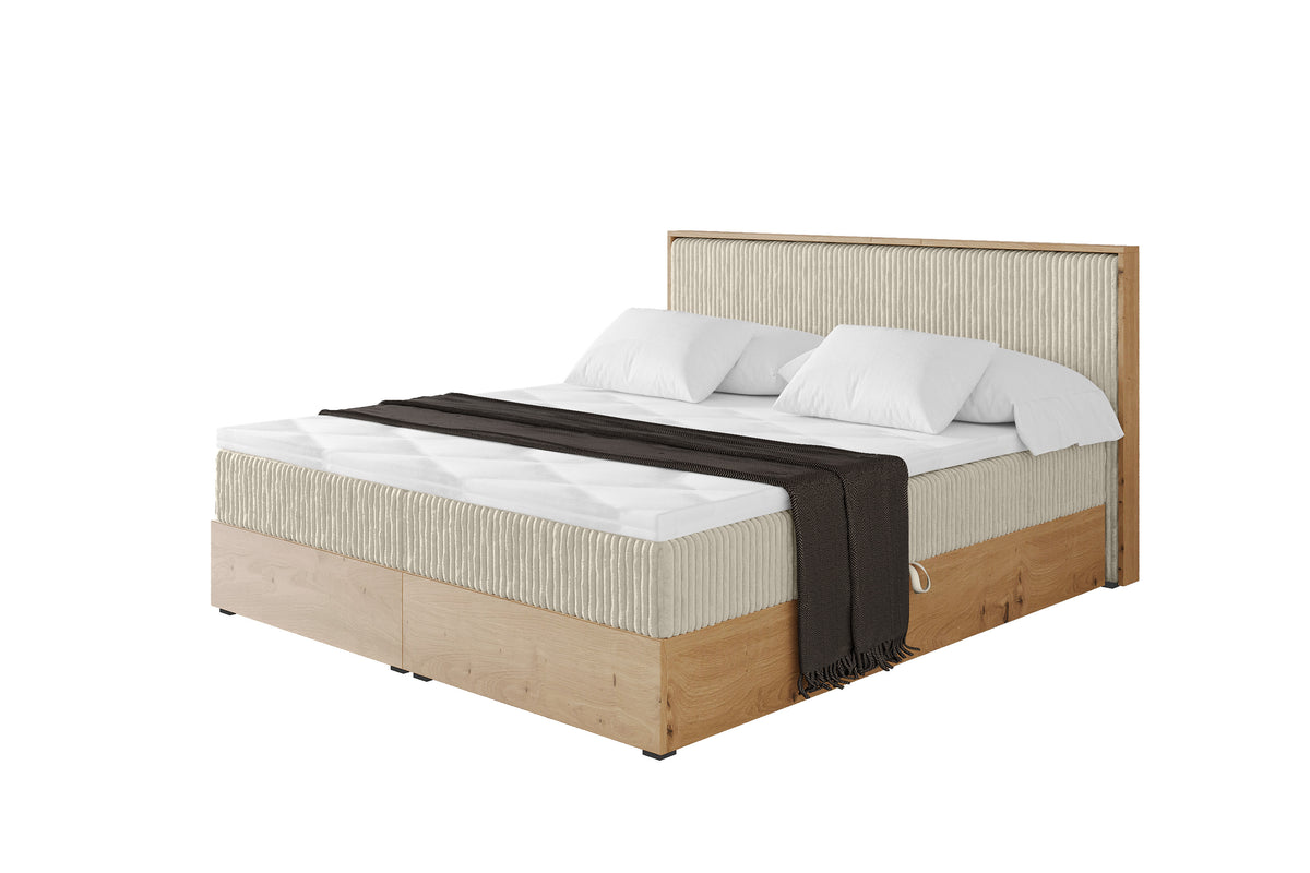 Łóżko boxspring LOLLI 9 sztruks, Kremowy - Tilia 03 / 120x200 cm / H4