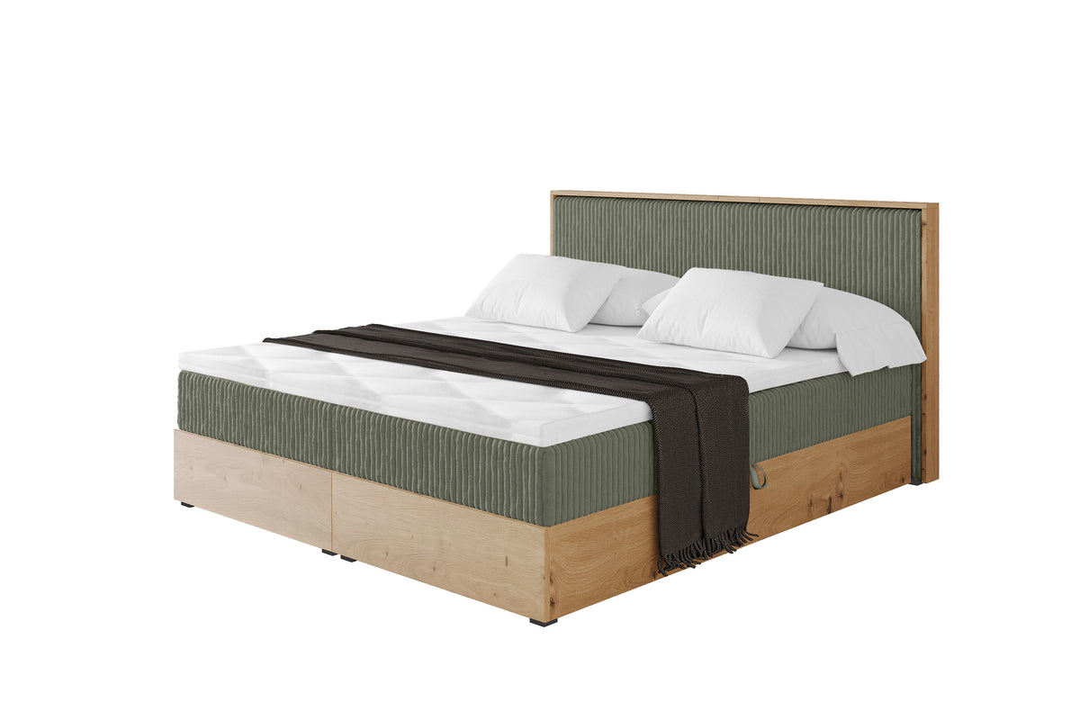 Łóżko boxspring LOLLI 9 sztruks, Oliwkowy - Tilia 37 / 120x200 cm / H3