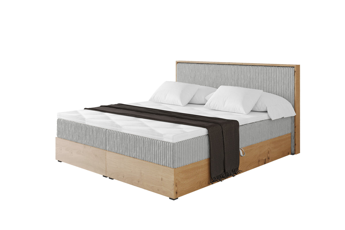 Łóżko boxspring LOLLI 9 sztruks, Szary - Tilia 86 / 120x200 cm / H3