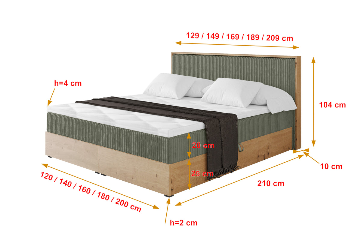 Łóżko boxspring LOLLI 9 sztruks