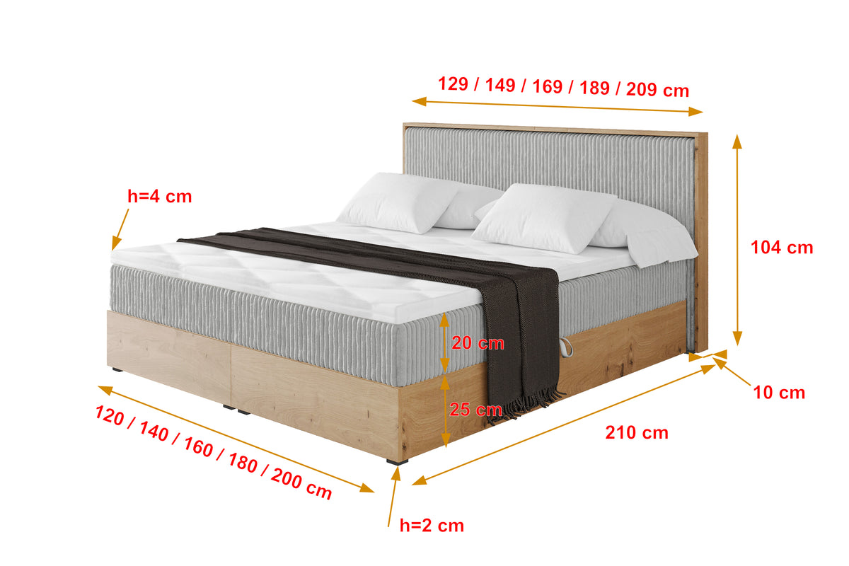 Łóżko boxspring LOLLI 9 sztruks