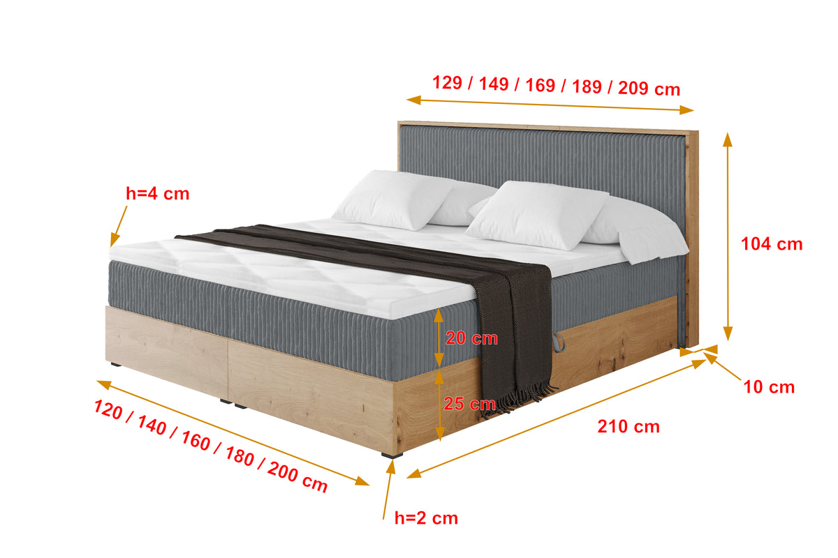 Łóżko boxspring LOLLI 9 sztruks