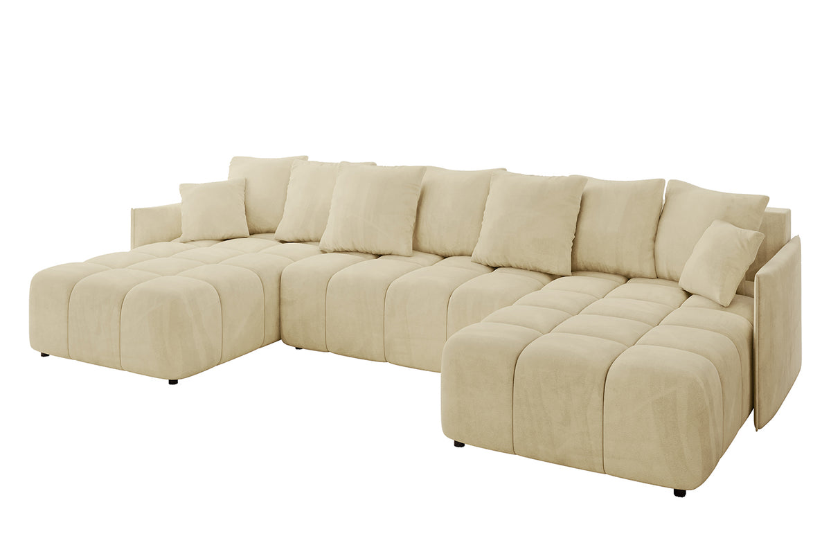 Narożnik LONLI-U welur, Beżowy - Dream Velvet 202.02 / W kształcie U / Z funkcją spania