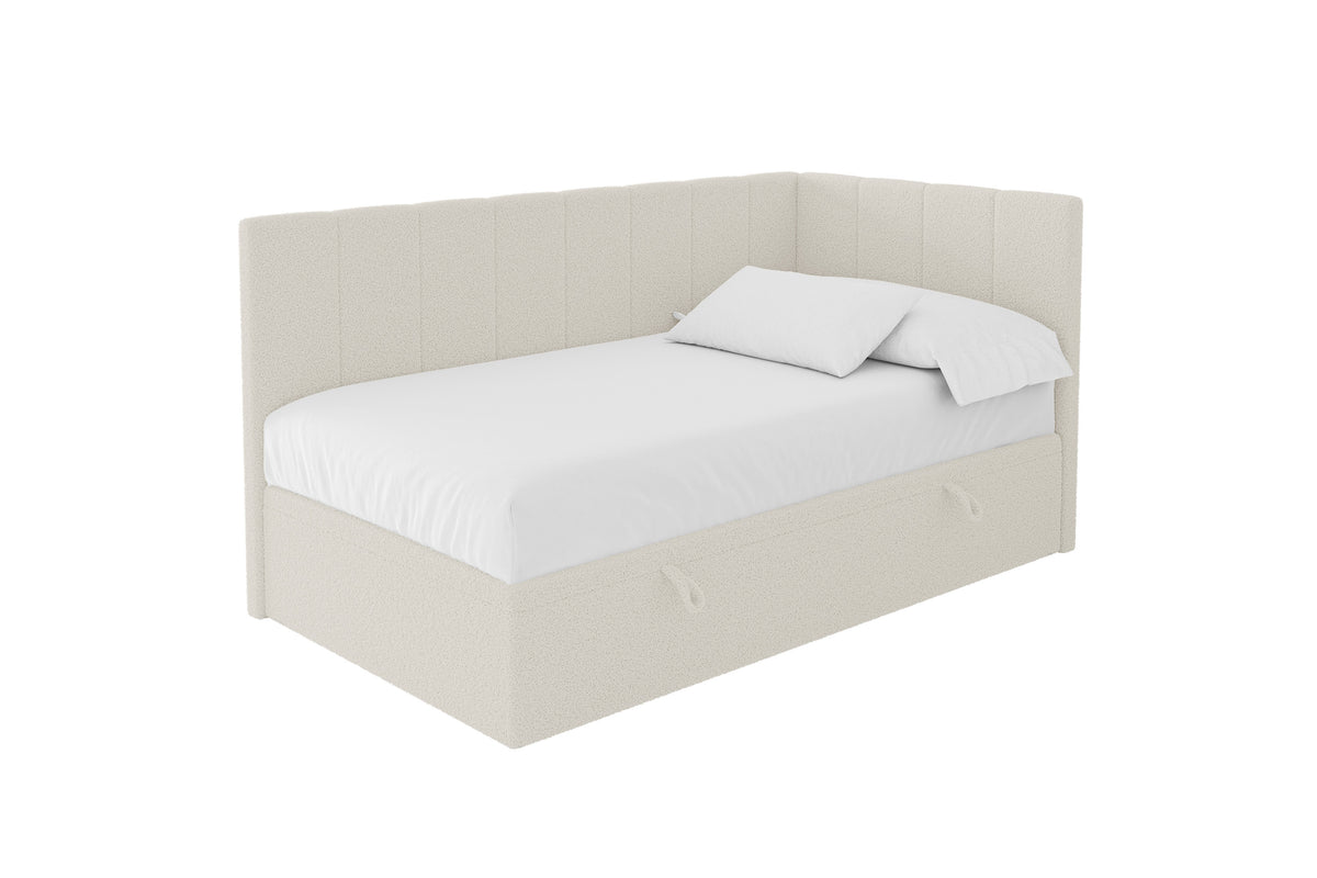 Łóżko młodzieżowe LOVY Bouclé lewostronne, Beżowy - Quelle 02 / 80x200 cm / Bez materaca